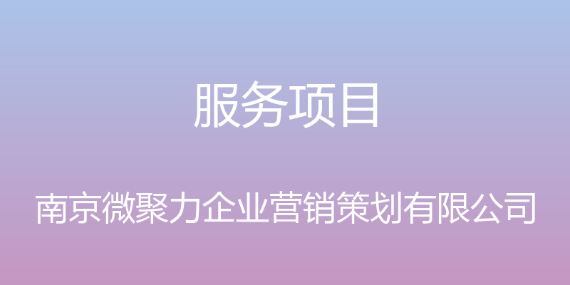 服务项目 - 南京微聚力企业营销策划有限公司